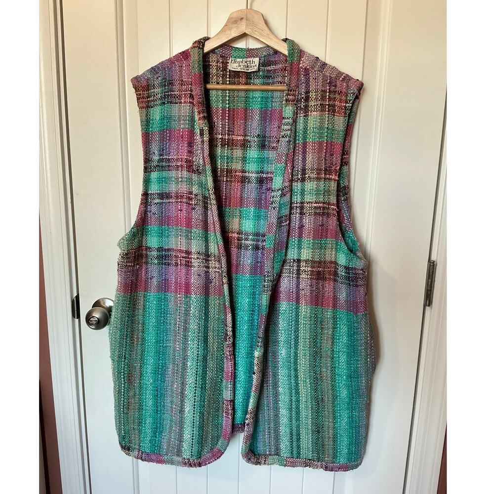 Vintage Elizabeth Jenkins Hand Woven Vest Purple/Green